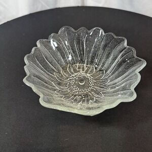 INDIANA GLASS BOWL LILY PONS SUNFLOWER GLASS TEXTURED 7" VINTAGE